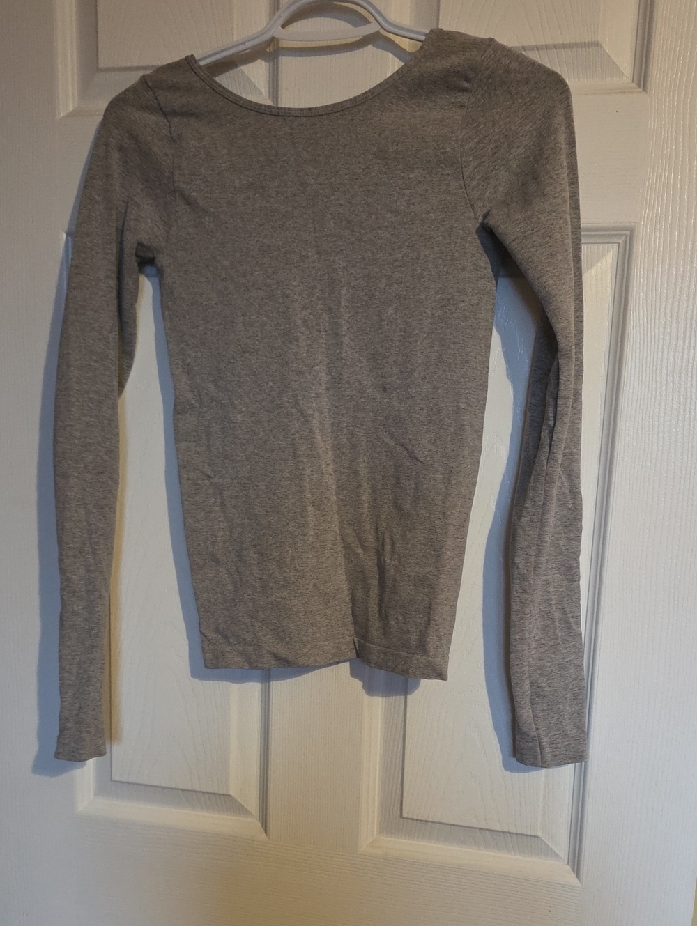 Free People Scoop Neck Long-Sleeve Sweater Top in Heather Gray